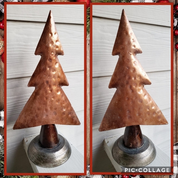 Rustic Metal Shabby Chic Mini Bronze Christmas Tree Home Decor Holiday Accent - Picture 15 of 15